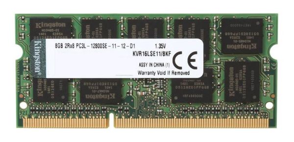 KVR16LSE11/8KF Kingston Technology 8GB DDR3-1600MHz PC3-12800 ECC Unbuffered CL11 204-Pin SoDimm 1.35V Low Voltage Memory Module