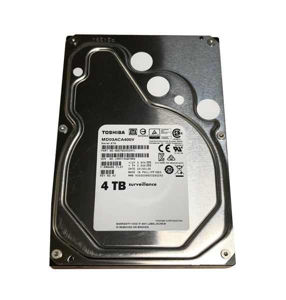 MD03ACA400V Toshiba 4TB 7200RPM 64MB Cache SATA 6GB/s 3.5-inch Low Profile Surveillance Hard Drive