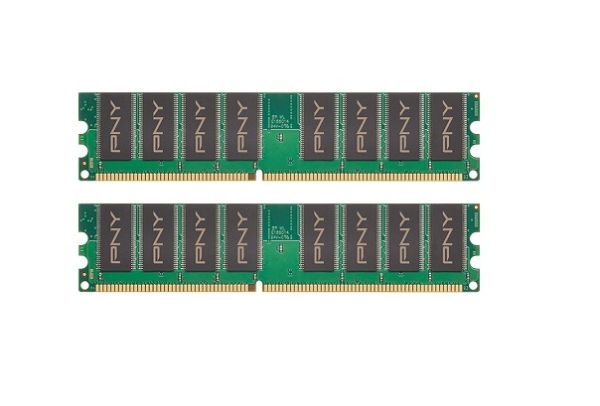 MD2048KD1-400 PNY Technology 2GB Kit (2 X 1GB) DDR-400MHz PC3200 non-ECC Unbuffered CL3 184-Pin DIMM 2.5V Dual Rank Memory
