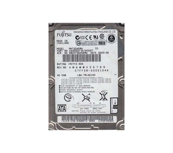 MHT2040BH Fujitsu 40GB 5400RPM 8MB Cache SATA 7-Pin 2.5-inch Slim Line Laptop Hard Drive
