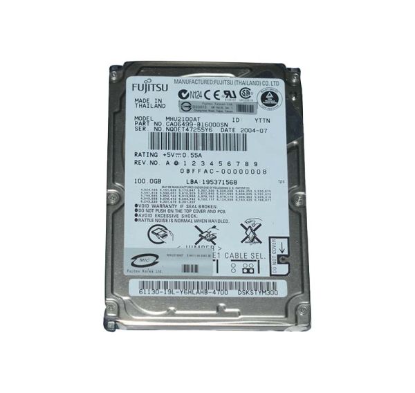 MHU2100AT Fujitsu 100GB 4200RPM 8MB Cache ATA/IDE-100 (ultra) 44-Pin 2.5-inch Low Profile Internal Laptop Hard Drive
