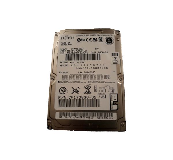 MHV2040AT Fujitsu 40GB 4200RPM 8MB Cache ATA/IDE-100 44-Pin 9.5mm 2.5-inch Ultra- Slim Line Rohs Compliant Laptop Hard Drive