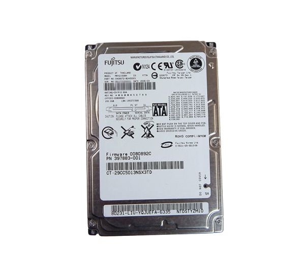 MHV2100BH Fujitsu 100GB 5400RPM 8MB Cache SATA 7-Pin 9.5mm 2.5-inch Rohs Compliant Laptop Hard Drive