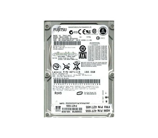 MHZ2160BJ Fujitsu 160GB 7200RPM 16MB Cache SATA 3GB/s 7-Pin 2.5-inch Laptop Hard Drive (m