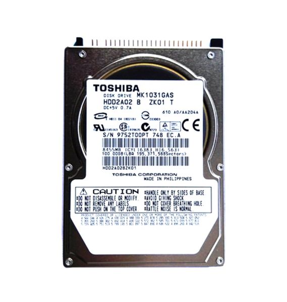 MK1031GAS Toshiba 100GB 4200RPM 8MB Cache IDE/ATA-100 44-Pin 9.5MM 2.5-inch SUPER SLIMLINE Laptop Hard Drive