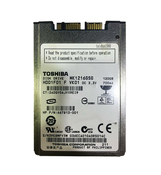 MK1216GSG Toshiba 120GB 5400RPM SATA 1.5Gb/s 8MB Cache 1.8-inch Hard Drive