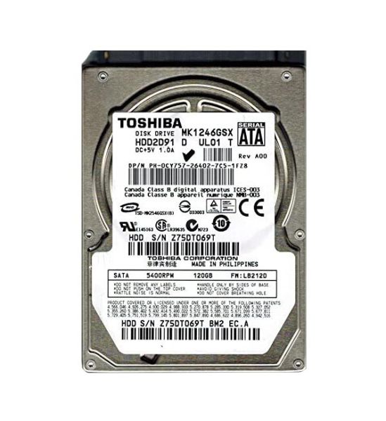 MK1246GSX Toshiba 120GB 5400RPM SATA (SATA-II) 3GB/s 8MB Cache Super SlimLine 9.5mm 2.5-Inch Notebook Hard Drive