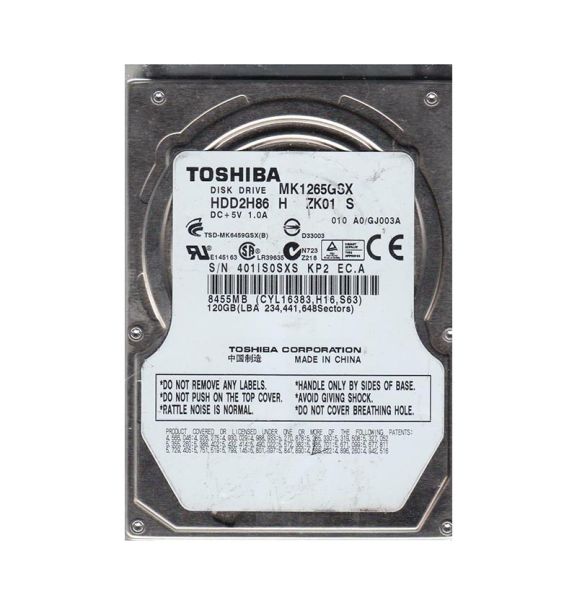 MK1265GSX Toshiba 120GB 5400RPM SATA 3GB/s 8MB Cache 2.5-inch Hard Disk Drive