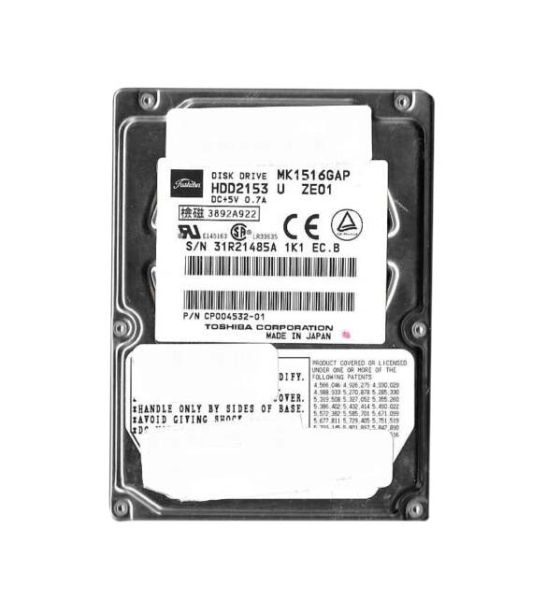 MK1516GAP15 Toshiba 15GB 4200RPM ATA-66 1MB Cache 2.5-inch Hard Disk Drive