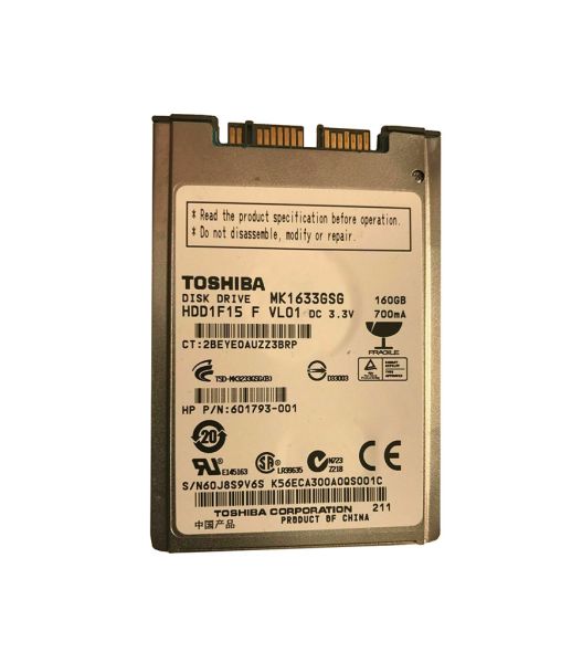 MK1633GSG Toshiba 160GB 5400RPM SATA 3GB/s 16MB Cache 1.8-inch Hard Disk Drive