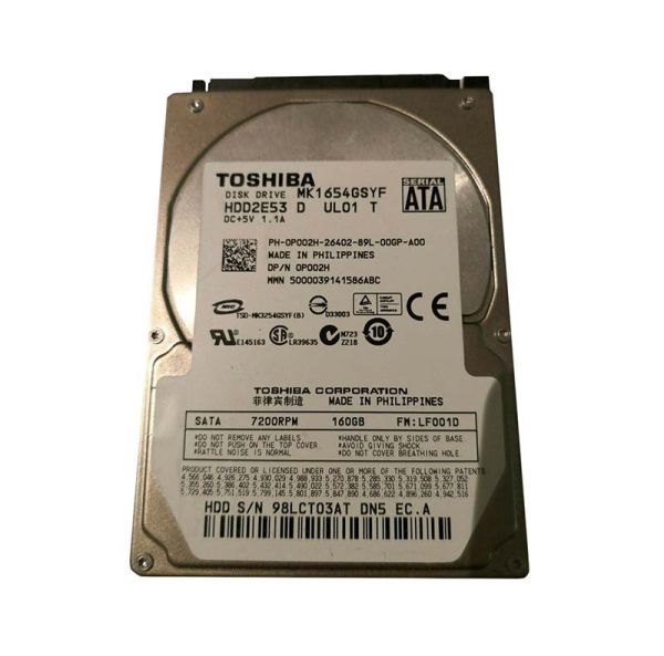 MK1654GSYF Toshiba 160GB 8MB Cache 7200RPM SATA 3GB/s 2.5-inch Hard Disk Drive