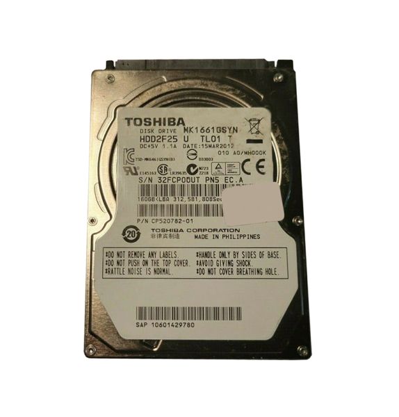 MK1661GSYN Toshiba 160GB 7200RPM SATA 3GB/s 16MB Cache 2.5-inch Hard Disk Drive