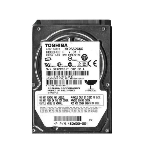 MK2552GSX Toshiba 250GB 5400RPM 8MB Cache SATA 3GB/s 7-Pin 2.5-inch Laptop Hard Drive