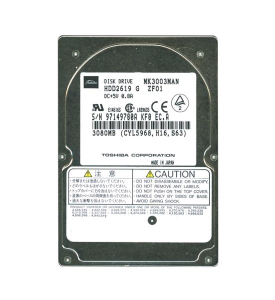 MK3003MAN Toshiba 3.08GB 4200RPM ATA/IDE 128KB Cache 2.5-inch Hard Disk Drive