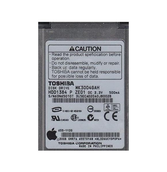 MK3004GAH Toshiba 30GB 4200RPM ATA-100 512KB Cache 1.8-inch Hard Disk Drive