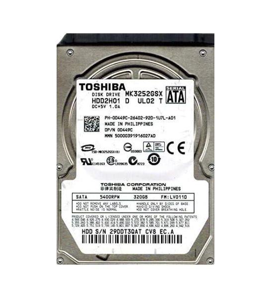 MK3252GSX Toshiba 320GB 5400RPM 8MB Cache SATA 3GB/s 7-Pin 2.5-inch Hard Drive