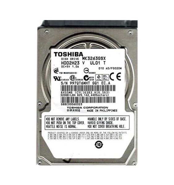 MK3263GSX Toshiba 320GB 5400RPM 8MB Cache SATA 3GB/s Hard Drive