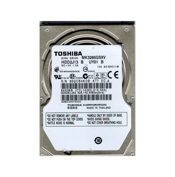 MK3265GSXV Toshiba 320GB 5400RPM SATA 3GB/s 8MB Cache 2.5-inch Hard Disk Drive