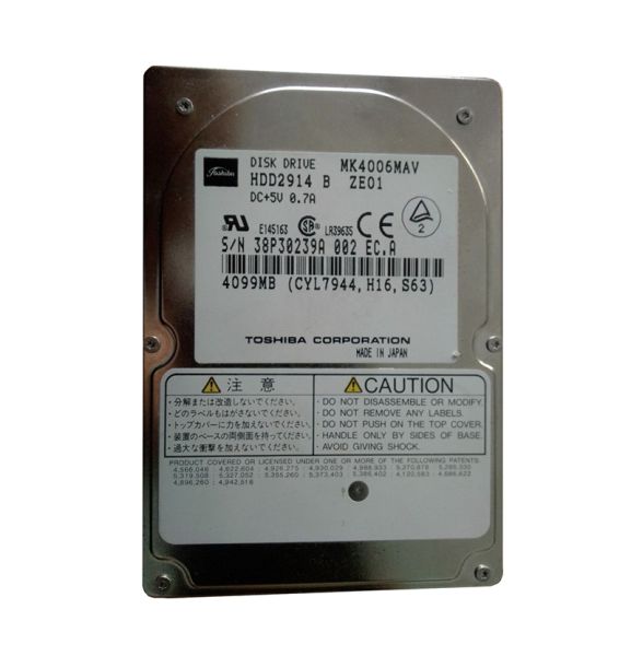 MK4006MAV Toshiba 4GB 4200RPM ATA-33 512KB Cache 2.5-inch Hard Disk Drive
