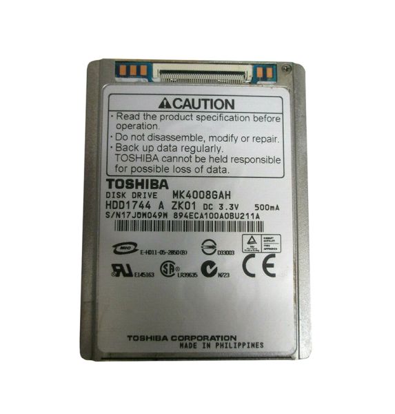 MK4008GAH Toshiba 40GB 4200RPM ATA-100 2MB Cache 1.8-inch Hard Disk Drive