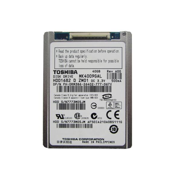 MK4009GAL Toshiba 40 GB 1.8 Internal Hard Drive - IDE Ultra ATA/100 (ATA-6) - 4200 rpm - 8 MB Buffer