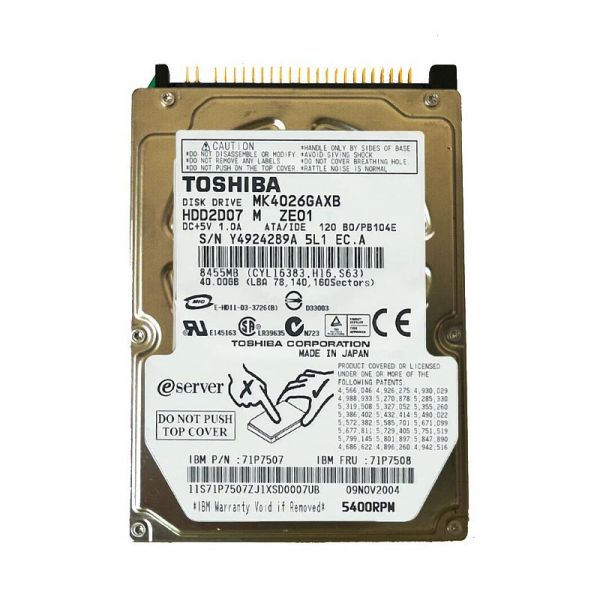MK4026GAXB Toshiba 40GB 5400RPM ATA-100 16MB Cache 2.5-inch Hard Disk Drive