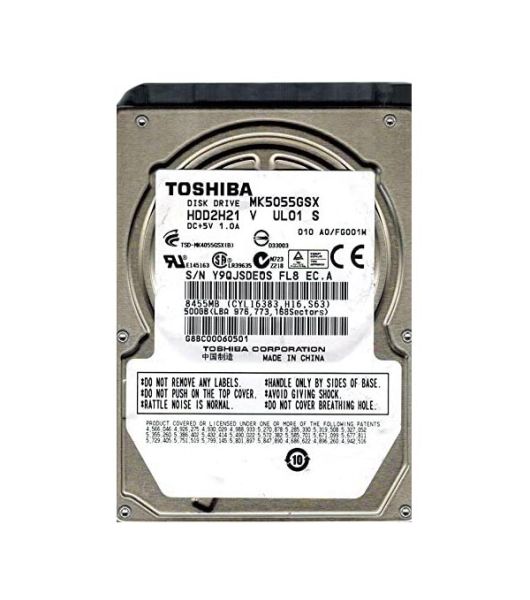 MK5055GSX Toshiba 500GB 8MB Cache 5400RPM SATA 3.0Gbps 2.5-inch Internal Hard Drive