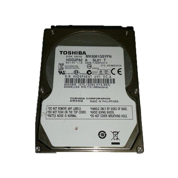 MK5061GSYFN Toshiba 500GB 7200RPM SATA 3GB/s 16MB Cache 2.5-inch Hard Drive