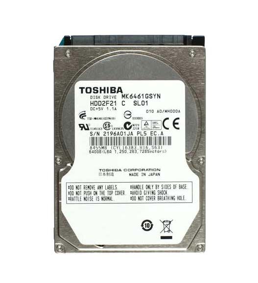 MK6461GSYN Toshiba 640GB 7200RPM SATA 3Gbps 16MB Cache 2.5-inch Hard Drive