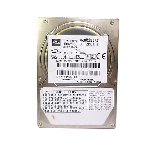 MK8025GAS Toshiba 80GB 4200RPM ATA-100 8MB Cache 2.5-inch Hard Disk Drive