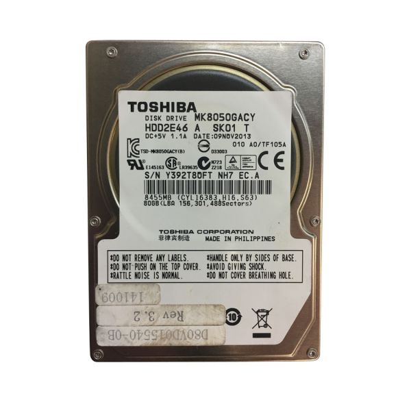 MK8050GACY Toshiba Automotive 80GB 4200RPM ATA-100 8MB Cache 2.5-inch Hard Disk Drive