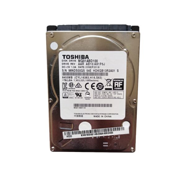 MQ01ABD100 Toshiba 1TB 5400RPM 8MB Cache 2.5-inch SATA 3GB/s Laptop Hard Drive