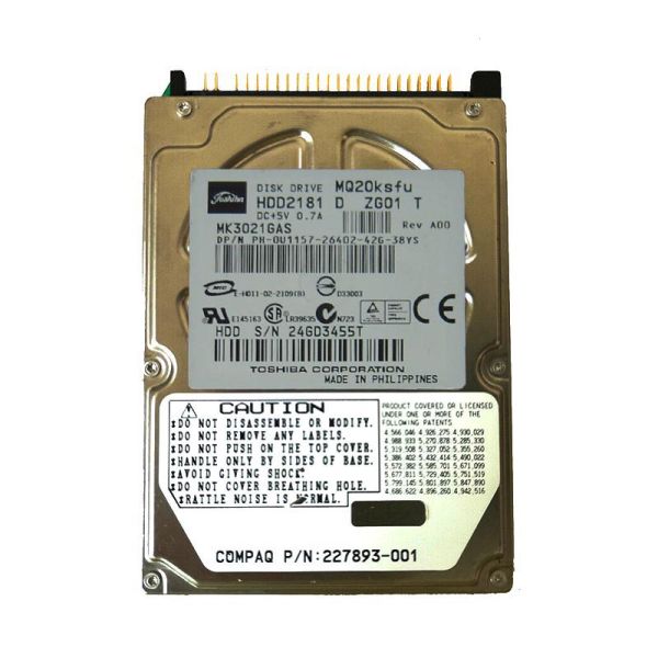 MQ20KSFU Toshiba 20GB 4200RPM ATA/IDE 2MB Cache 2.5-inch Hard Disk Drive
