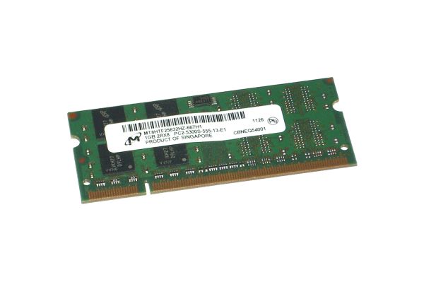 MT8HTF25632HZ-667H1 Micron Technology 2GB DDR2-667MHz PC2-5300 non-ECC Unbuffered CL5 200-Pin SoDimm Dual Rank Memory Module