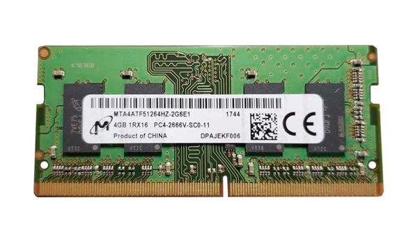 MTA4ATF51264HZ-2G6E1 Micron Technology 4GB PC4-21300 DDR4-2666MHz non-ECC Unbuffered CL19 SoDIMM 1.2V Single-Rank Memory Module