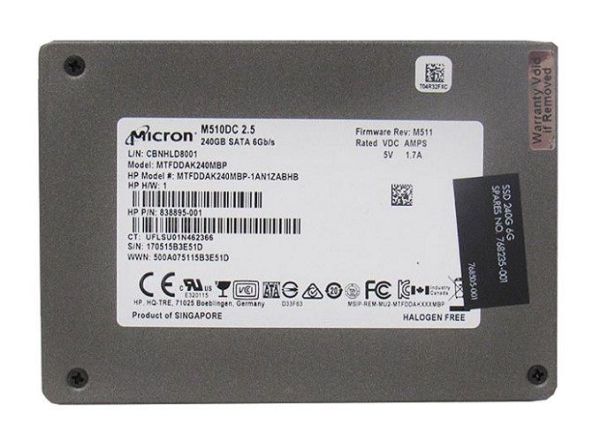 MTFDDAK240MBP-1AN1ZAB Micron Technology RealSSD M510DC Series 240GB SATA 6GB/s 5V 16nm MLC NAND Flash 2.5-inch Solid State Drive