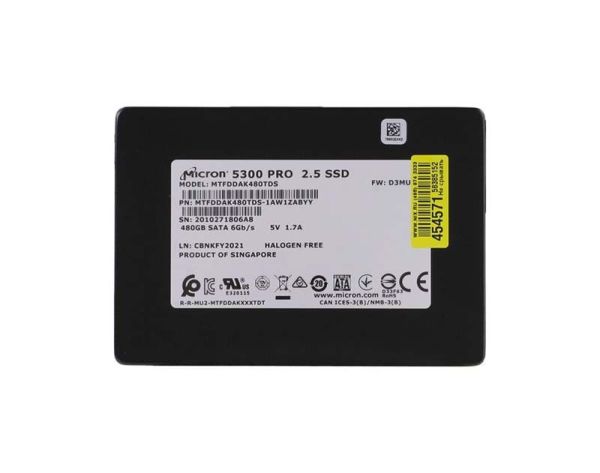 MTFDDAK480TDS-1AW1ZABYY Micron 5300 PRO Series 480GB Triple-Level Cell SATA 6Gb/s 3D NAND 2.5-Inch Solid State Drive