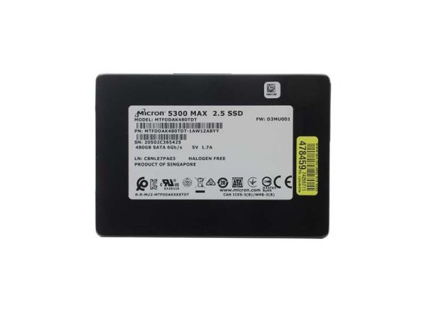 MTFDDAK480TDT-1AW1ZABYY Micron 5300 MAX Series 480GB Triple-Level Cell SATA 6Gb/s NAND Flash 2.5-Inch Solid State Drive
