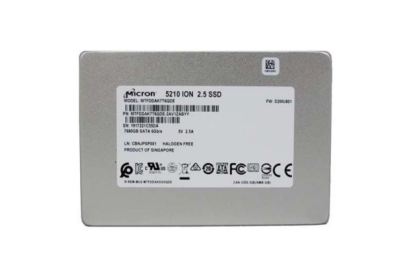 MTFDDAK7T6QDE-2AV1ZABYY Micron 5210 ION Series 7.68TB Quad-Level Cell SATA 6Gb/s 3D NAND 2.5-Inch Enterprise Solid State Drive