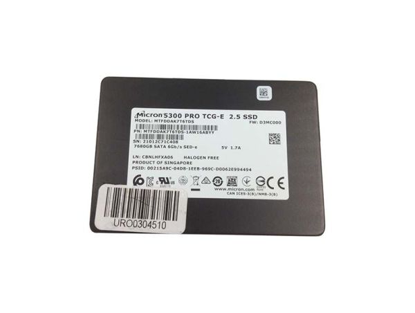 MTFDDAK7T6TDS-1AW16ABYY Micron 5300 PRO Series 7.68TB Triple-Level Cell SATA 6Gb/s 3D NAND (SED TCG eSSC Encryption) 2.5-Inch Solid State Drive