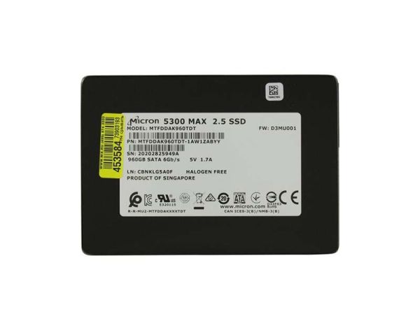 MTFDDAK960TDT-1AW1ZABYY Micron 5300 Max Series 960GB Triple-Level Cell SATA 6Gb/s 3D NAND 2.5-Inch Solid State Drive