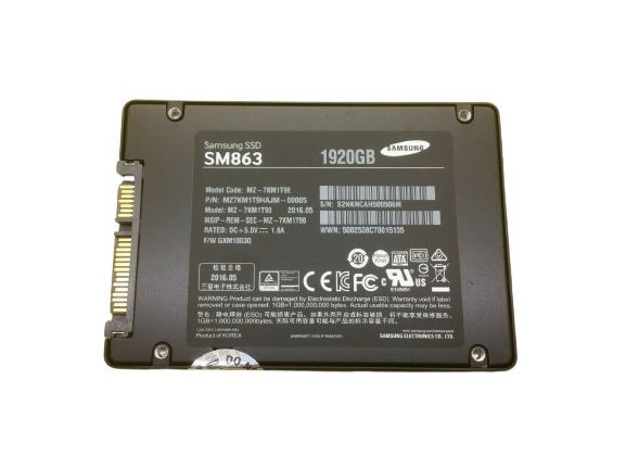 MZ-7KM1T90 Samsung SM863 1.92TB SATA 6Gb/s Mixed Use-3 2.5-inch SC Solid State Drive