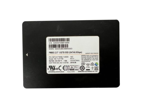 MZ-7LH1T90 Samsung PM883 Series 1.92TB SATA 6Gb/s 2.5-Inch Solid State Drive