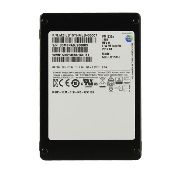 MZ-ILS15TH Samsung PM1633a Series 15.36TB SAS 12Gb/s 2.5-inch Enterprise Solid State Drive