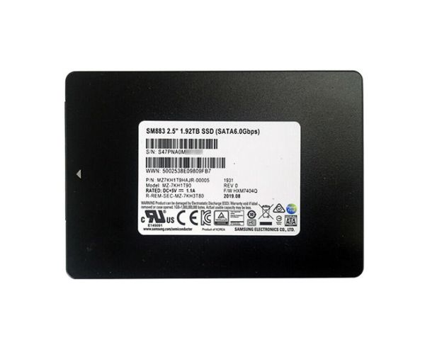 MZ7KH1T9HAJR-00005 Samsung SM883 Series 1.92TB Multi-Level Cell SATA 6Gb/s 2.5-inch Solid State Drive