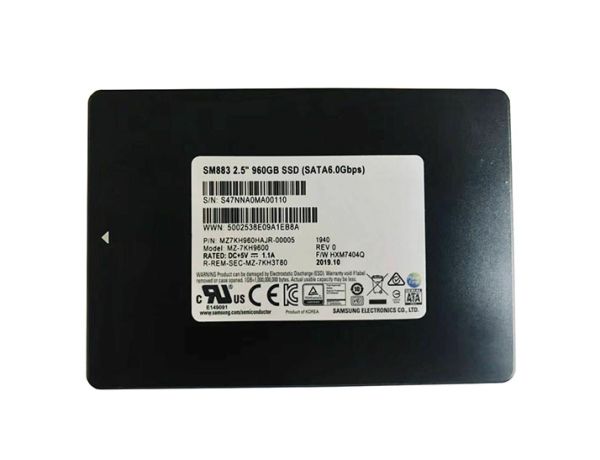 MZ7KH960HAJR-00005 Samsung SM883 Series 960GB Multi-Level Cell SATA 6Gb/s 2.5-inch Enterprise Solid State Drive