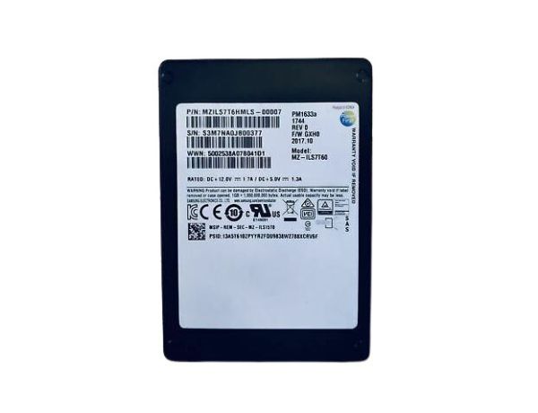 MZILS7T6HMLS-00007 Samsung PM1633a 7.68TB Triple-Level-Cell SAS 12Gb/s 2.5-inch Enterprise Solid State Drive