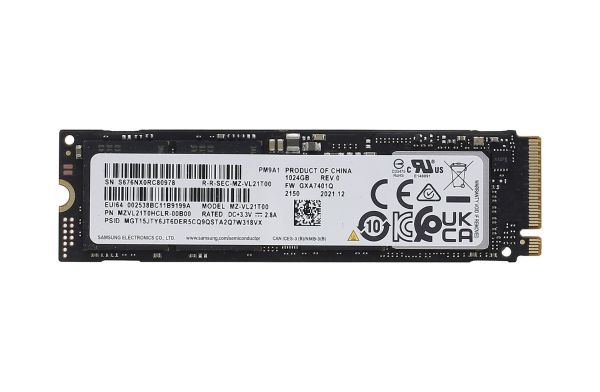 MZVL21T0HCLR-00B00 Samsung PM9A1 Series 1TB Triple-Level Cell PCI Express NVMe 4.0 x4 M.2 2280 Solid State Drive