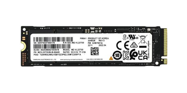 MZVL22T0HBLB-00A00 Samsung PM9A1 Series 2TB Triple-Level Cell PCI Express NVMe 4.0 x4 M.2 2280 Solid State Drive