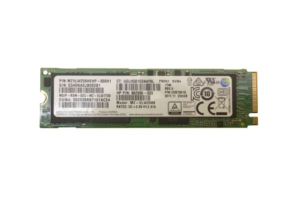 MZVLW256HEHP Samsung PM961 Series 256GB Triple-Level Cell PCI Express NVMe 3.0 x4 M.2 2280 Solid State Drive